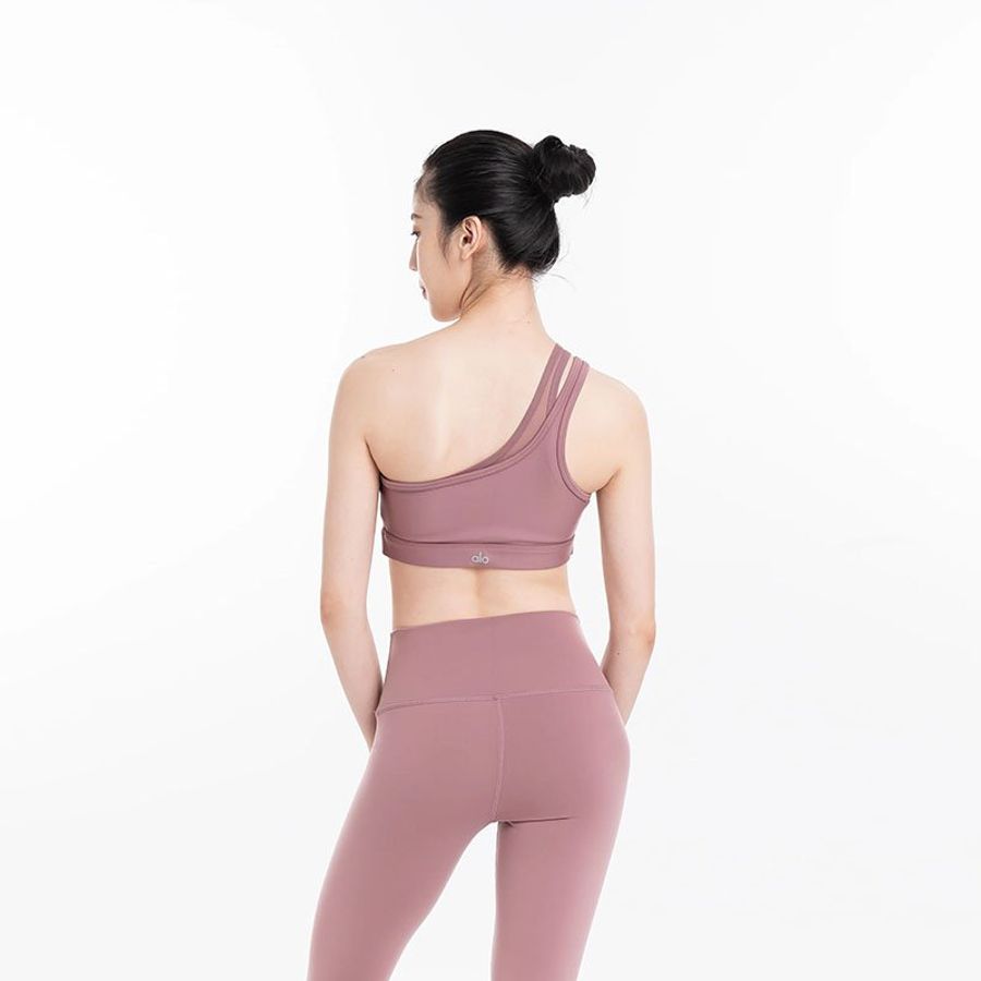 【全新品】ALO YOGA 單肩運動內衣-乾燥玫瑰粉-2