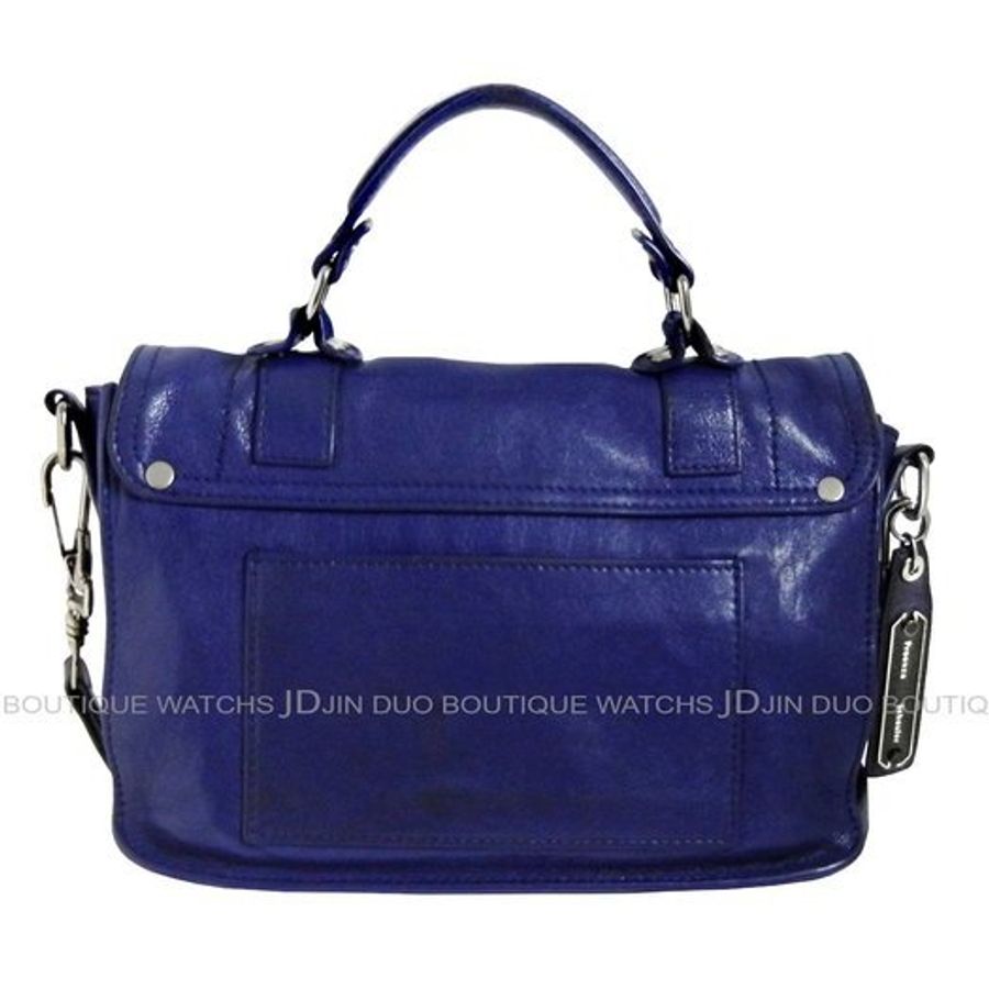金鐸精品~2027 Proenza Schouler PS1 深藍色山羊皮銀釦 Tiny 手提側肩背包-1