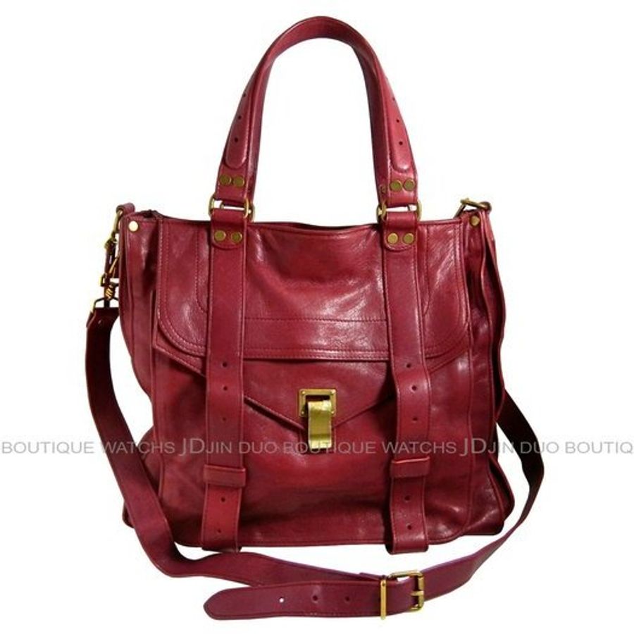 金鐸精品~1982 Proenza Schouler PS1 Totes 紫紅色山羊皮手提側肩背托特包-0