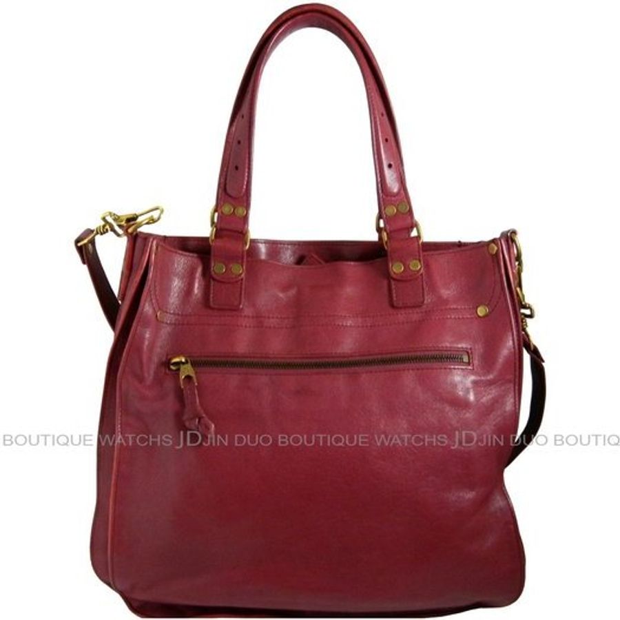 金鐸精品~1982 Proenza Schouler PS1 Totes 紫紅色山羊皮手提側肩背托特包-1