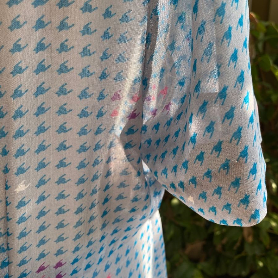 藏私·Collection_水藍色翻領鈕釦古著短袖洋裝-4