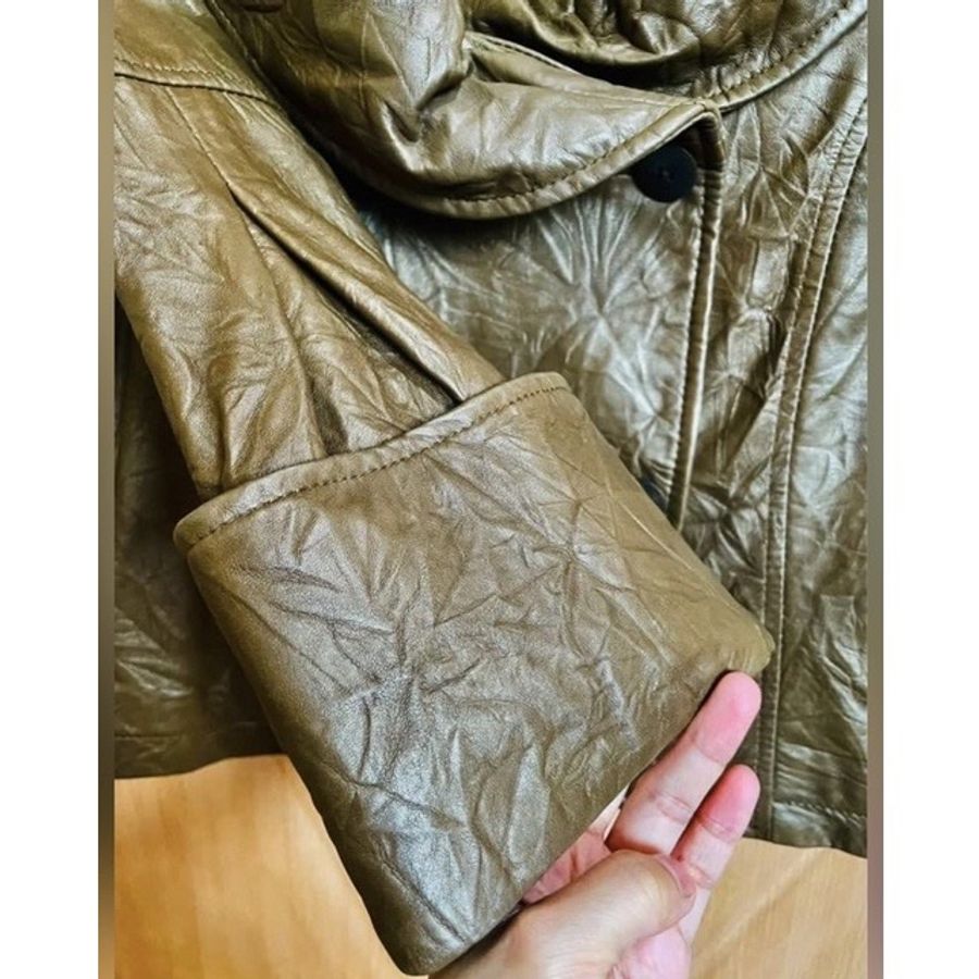 古著/卡其色小牛皮外套/尺碼38-1
