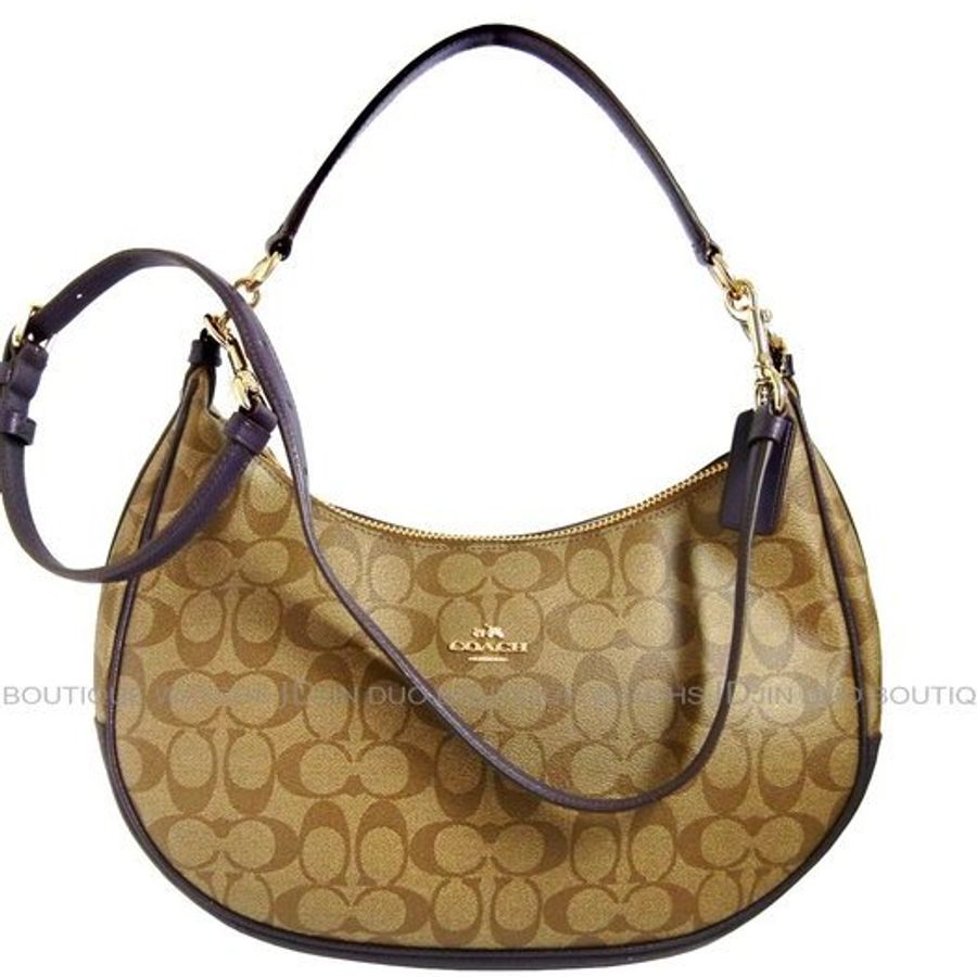 金鐸精品~1930 COACH F38267 C-LOGO 卡其紫色PVC半月 側肩背包 全新品-0