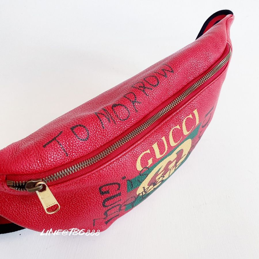 Gucci 塗鴉霹靂腰包 紅大款 蔡依林同款-5