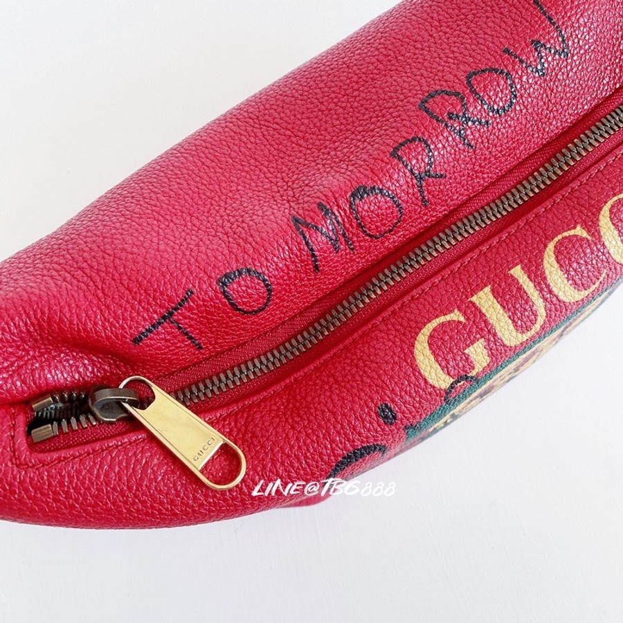 Gucci 塗鴉霹靂腰包 紅大款 蔡依林同款-6