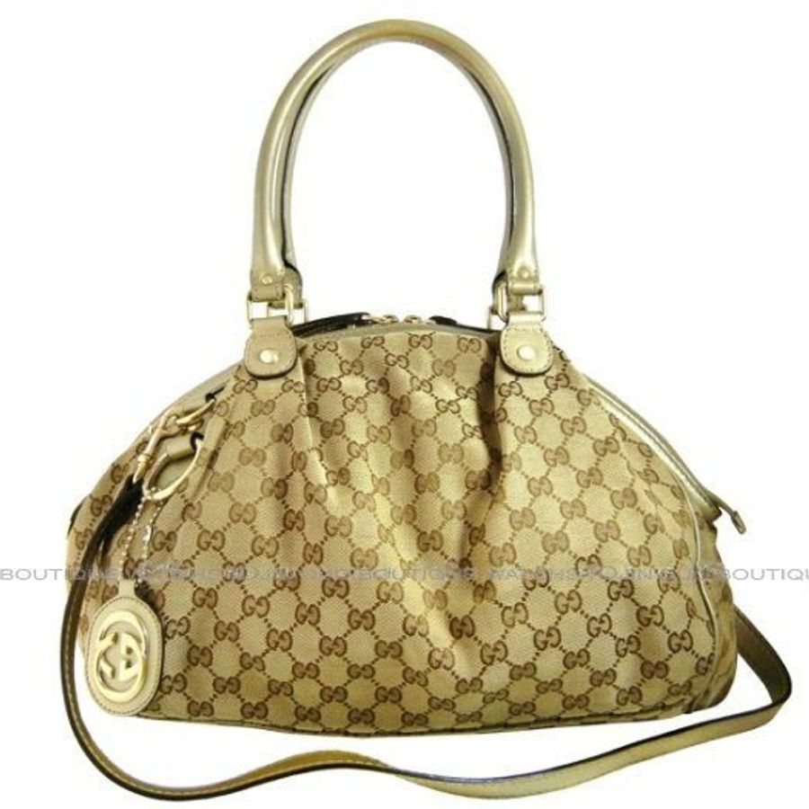 金鐸精品~1740 GUCCI 古馳 223974 SUKEY 雙G-LOGO緹花布皺摺 手提包 側肩背包-0