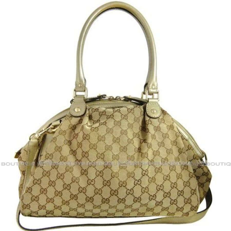 金鐸精品~1740 GUCCI 古馳 223974 SUKEY 雙G-LOGO緹花布皺摺 手提包 側肩背包-1