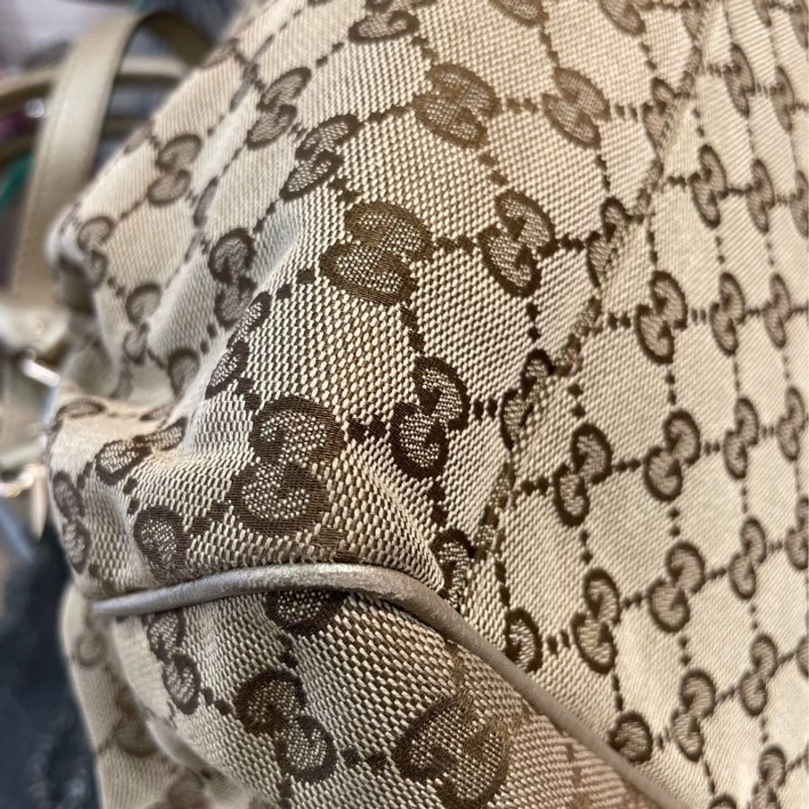 金鐸精品~1740 GUCCI 古馳 223974 SUKEY 雙G-LOGO緹花布皺摺 手提包 側肩背包-4