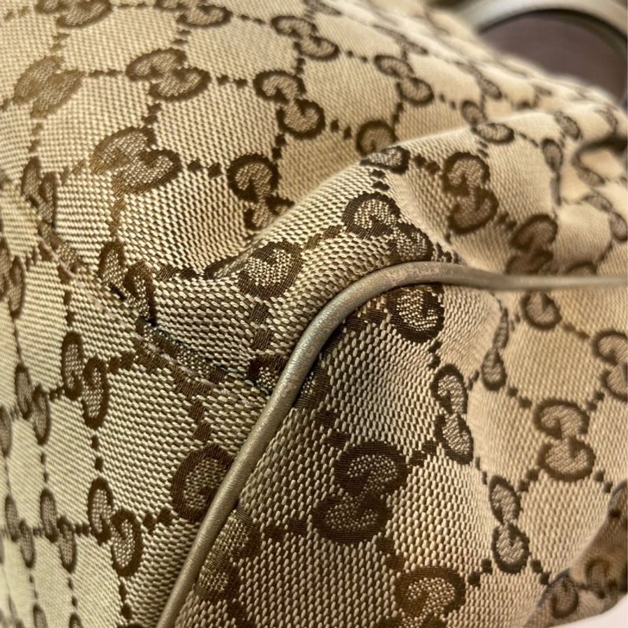 金鐸精品~1740 GUCCI 古馳 223974 SUKEY 雙G-LOGO緹花布皺摺 手提包 側肩背包-7
