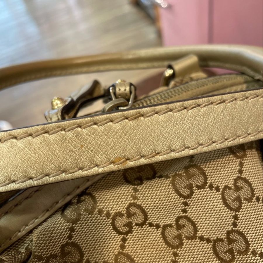金鐸精品~1740 GUCCI 古馳 223974 SUKEY 雙G-LOGO緹花布皺摺 手提包 側肩背包-8