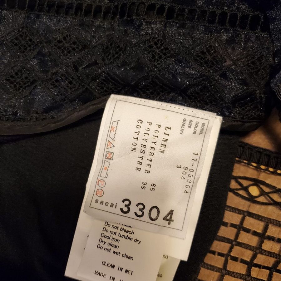 Sacai短袖上衣Sacai短袖3號上衣2件黑色背部全蕾絲/白色後多層經典設計-2