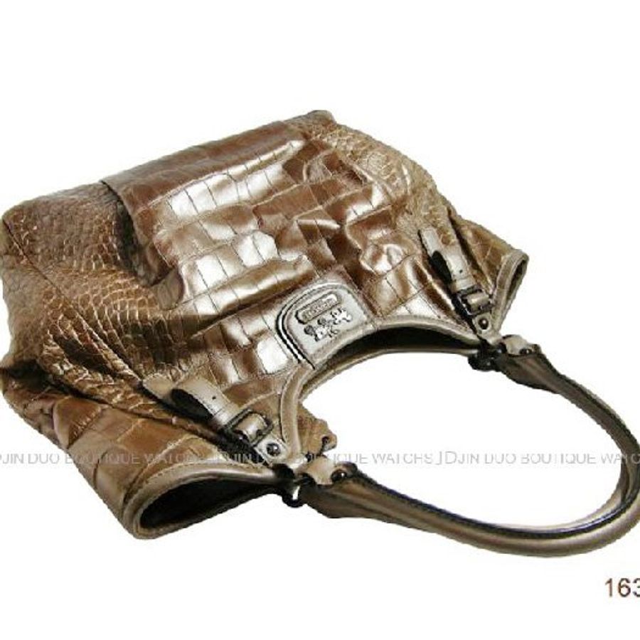 金鐸精品~1630 COACH 18936 MADISON 駝金色鱷魚皮紋馬車系列 手提肩背包-2