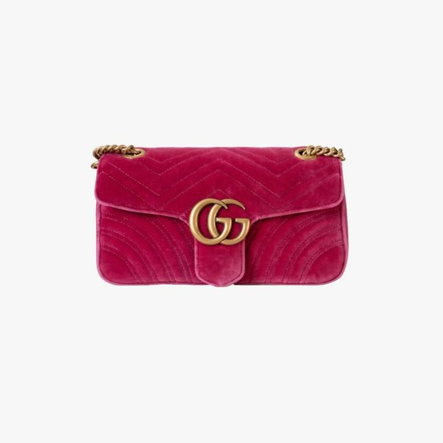 【全新品】GUCCI Marmont Velvet掀蓋包-桃紅-0