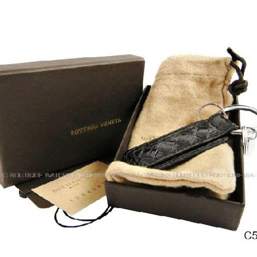 金鐸精品~C555 BOTTEGA VENETA BV 黑色鱷魚皮編織 鑰匙圈 全新品-0