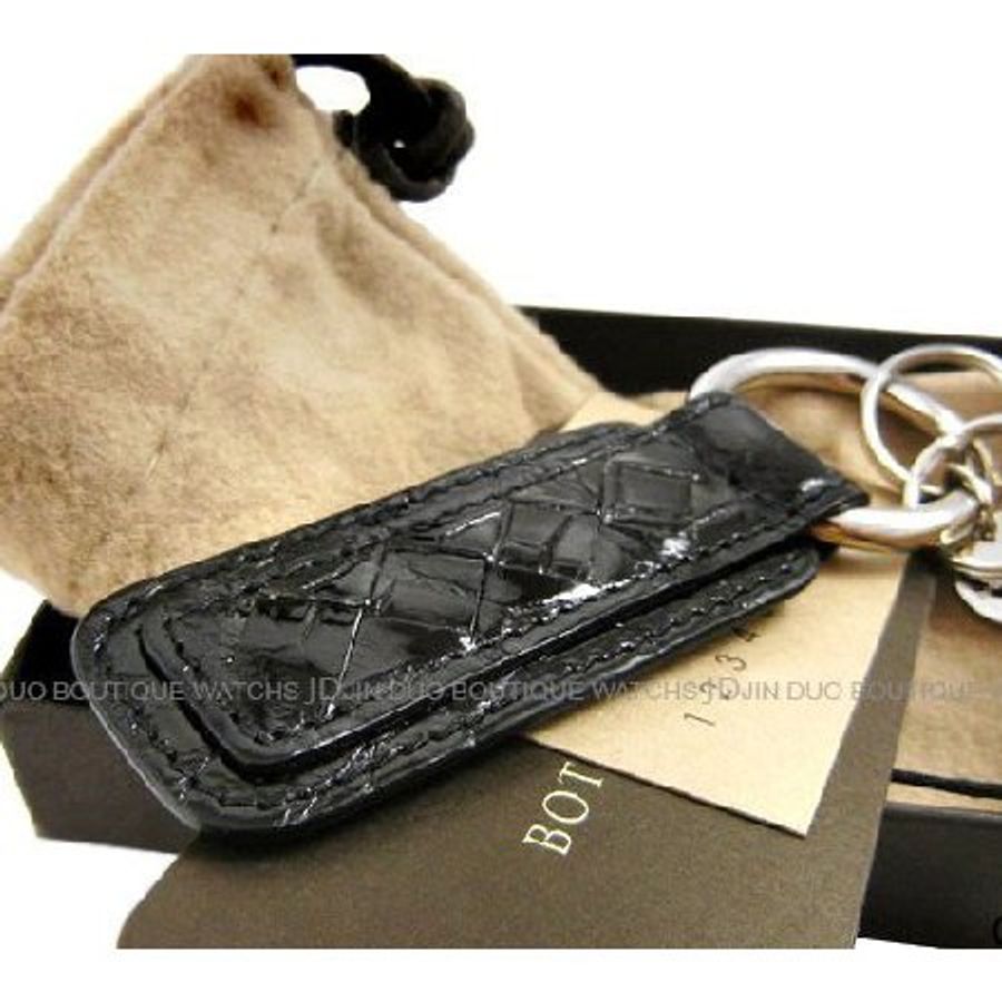 金鐸精品~C555 BOTTEGA VENETA BV 黑色鱷魚皮編織 鑰匙圈 全新品-1
