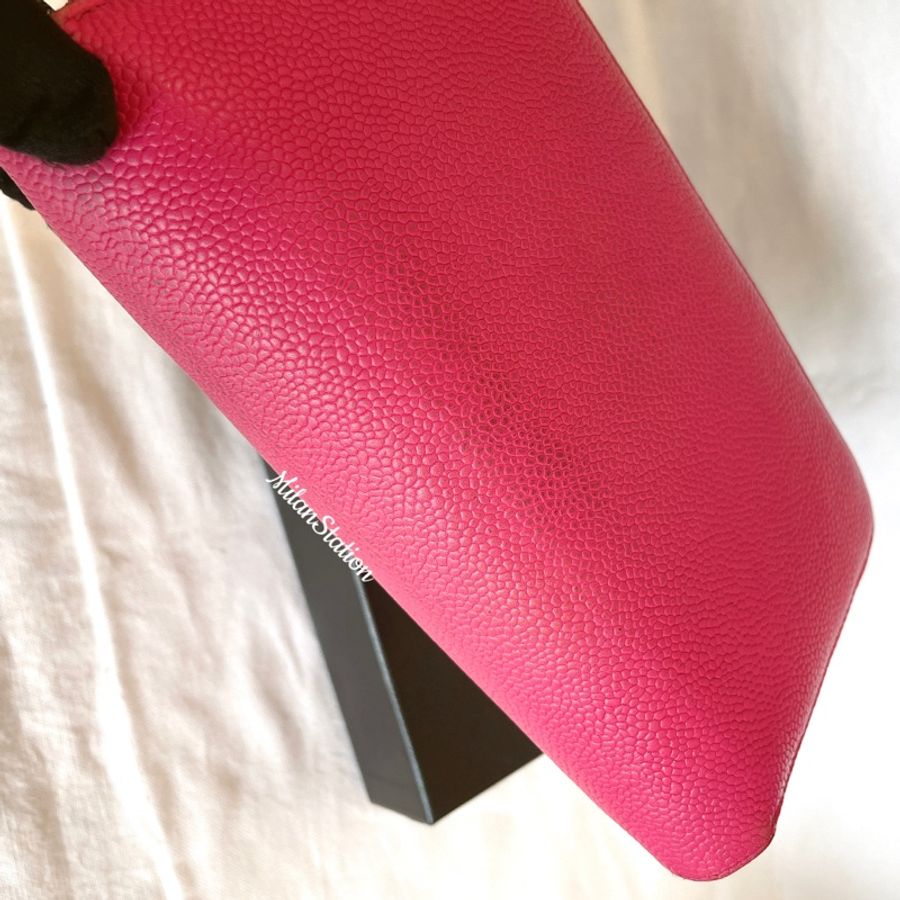 〈 CHANEL〉桃紅粒紋牛皮拉鍊長夾-9