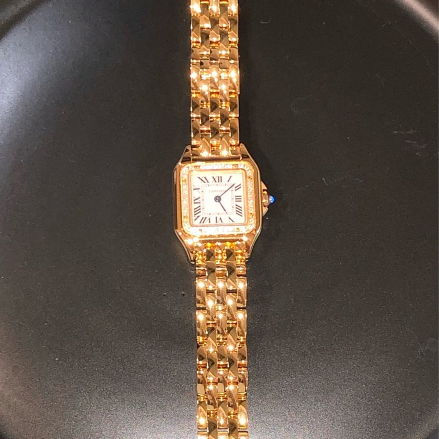 Cartier PANTHÈRE DE CARTIER美洲豹腕錶 滿鑽金手錶 石英機芯精鋼錶小款腕錶手錶卡地亞 全新-1