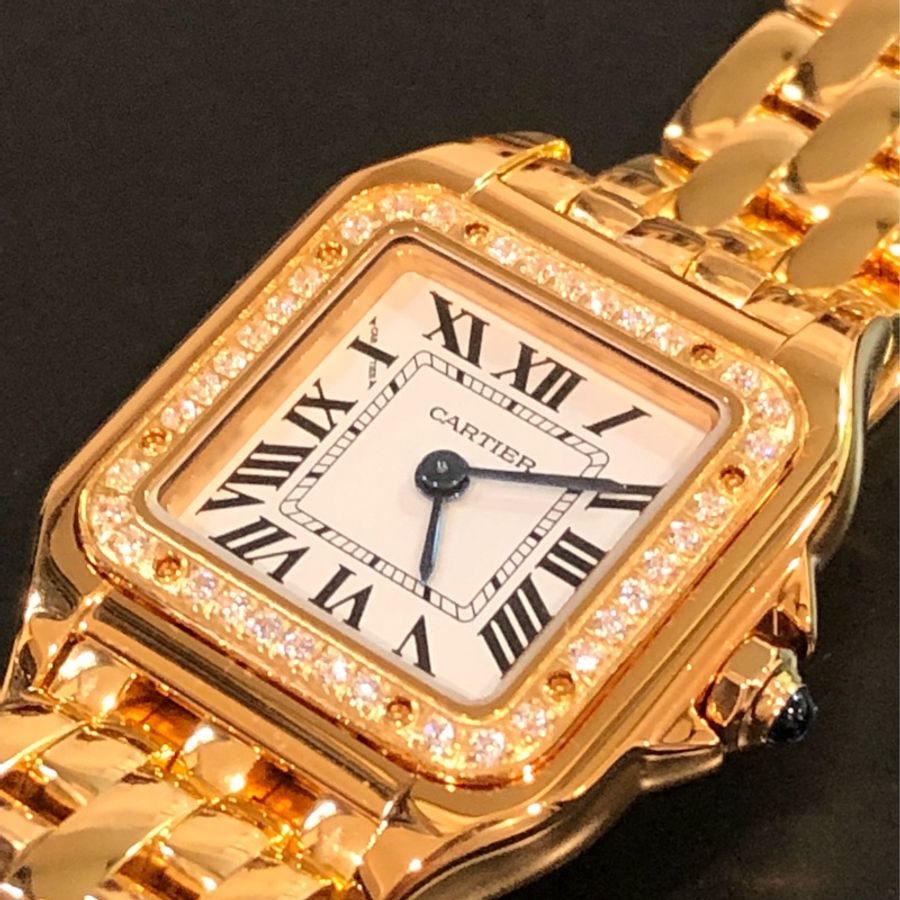 Cartier PANTHÈRE DE CARTIER美洲豹腕錶 滿鑽金手錶 石英機芯精鋼錶小款腕錶手錶卡地亞 全新-4