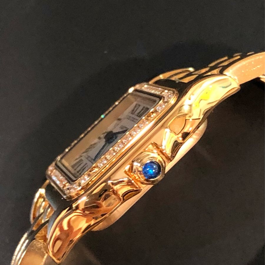 Cartier PANTHÈRE DE CARTIER美洲豹腕錶 滿鑽金手錶 石英機芯精鋼錶小款腕錶手錶卡地亞 全新-5