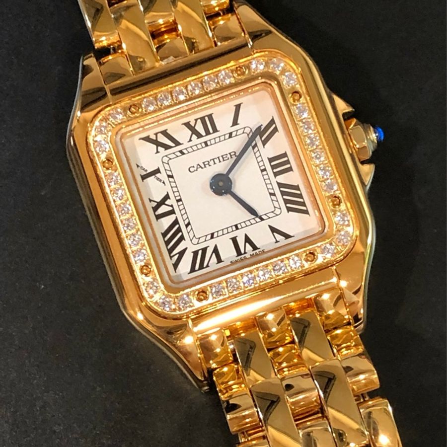 Cartier PANTHÈRE DE CARTIER美洲豹腕錶 滿鑽金手錶 石英機芯精鋼錶小款腕錶手錶卡地亞 全新-7