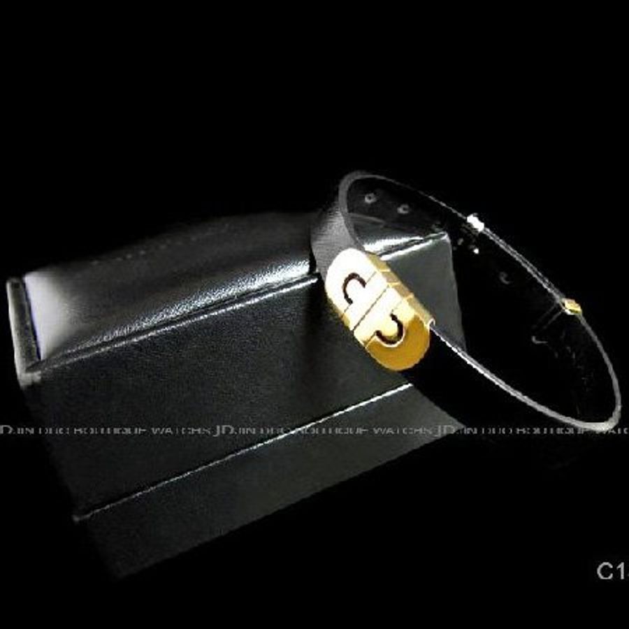 金鐸精品~C182 BVLGARI 寶格麗 PARENTESI 750/18黃K金圖紋 皮革手環-1