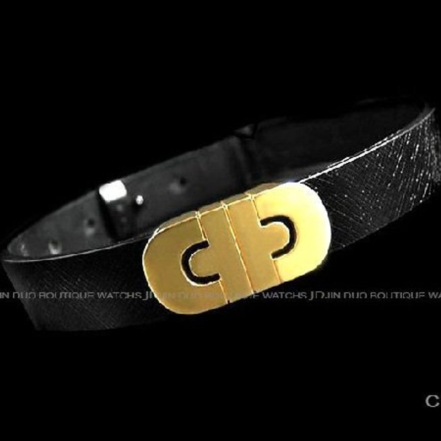 金鐸精品~C182 BVLGARI 寶格麗 PARENTESI 750/18黃K金圖紋 皮革手環-2