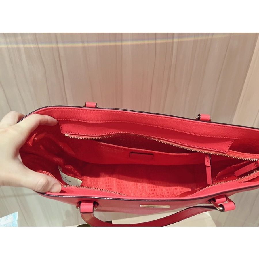 超低價 31折 出清 kate spade 紐約黑桃 托特包 KS桃粉色肩背包 桃紅色托特包 KS手提包 上班族必備-3