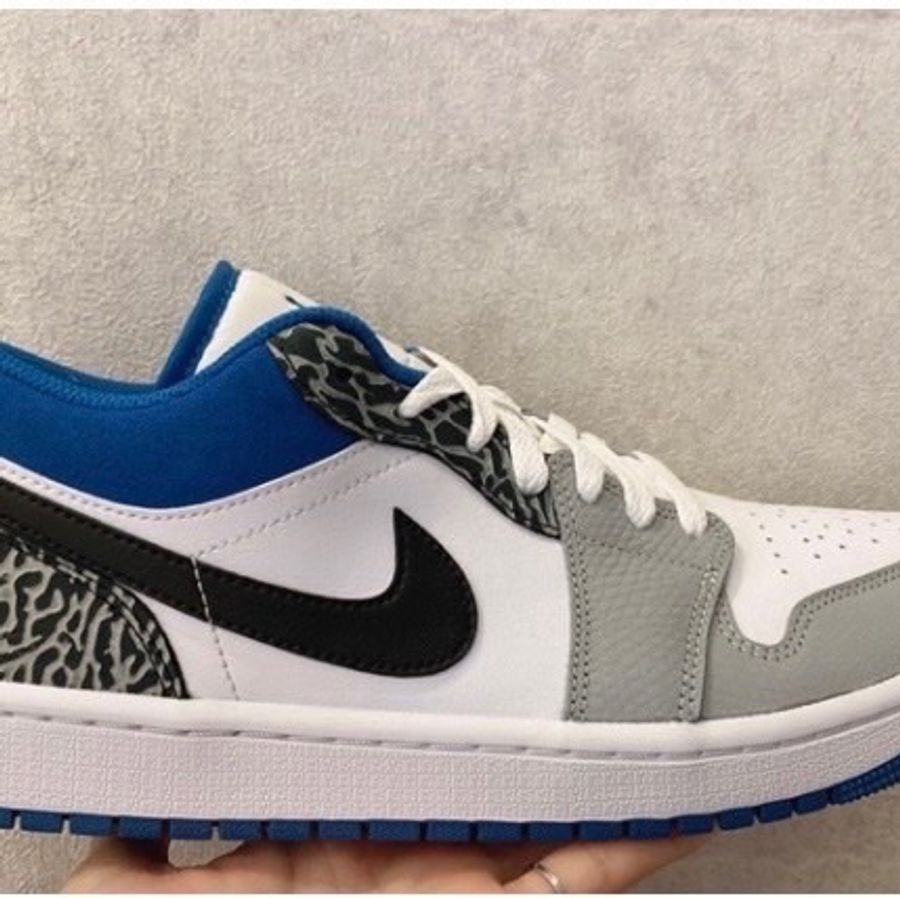 AJ 1 LOW 灰白藍爆裂紋-0