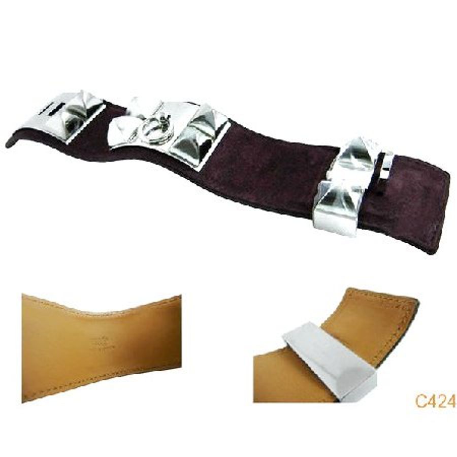 金鐸精品~C424 HERMES 愛馬仕CDC collier de chien銀色鉚釘 麂皮寬版 手環 全新特價品-3