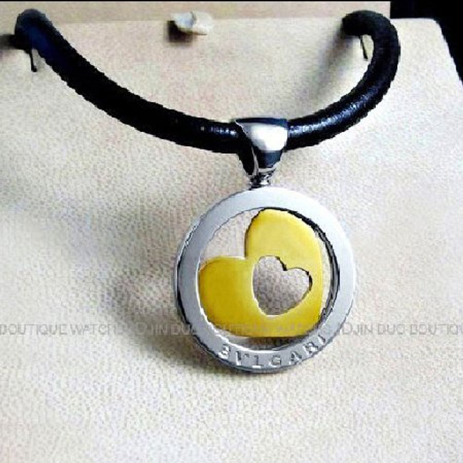 金鐸精品~C185 BVLGARI 寶格麗 TONDO鏤空心形18K黃金&精鋼個性造型 項鍊-0