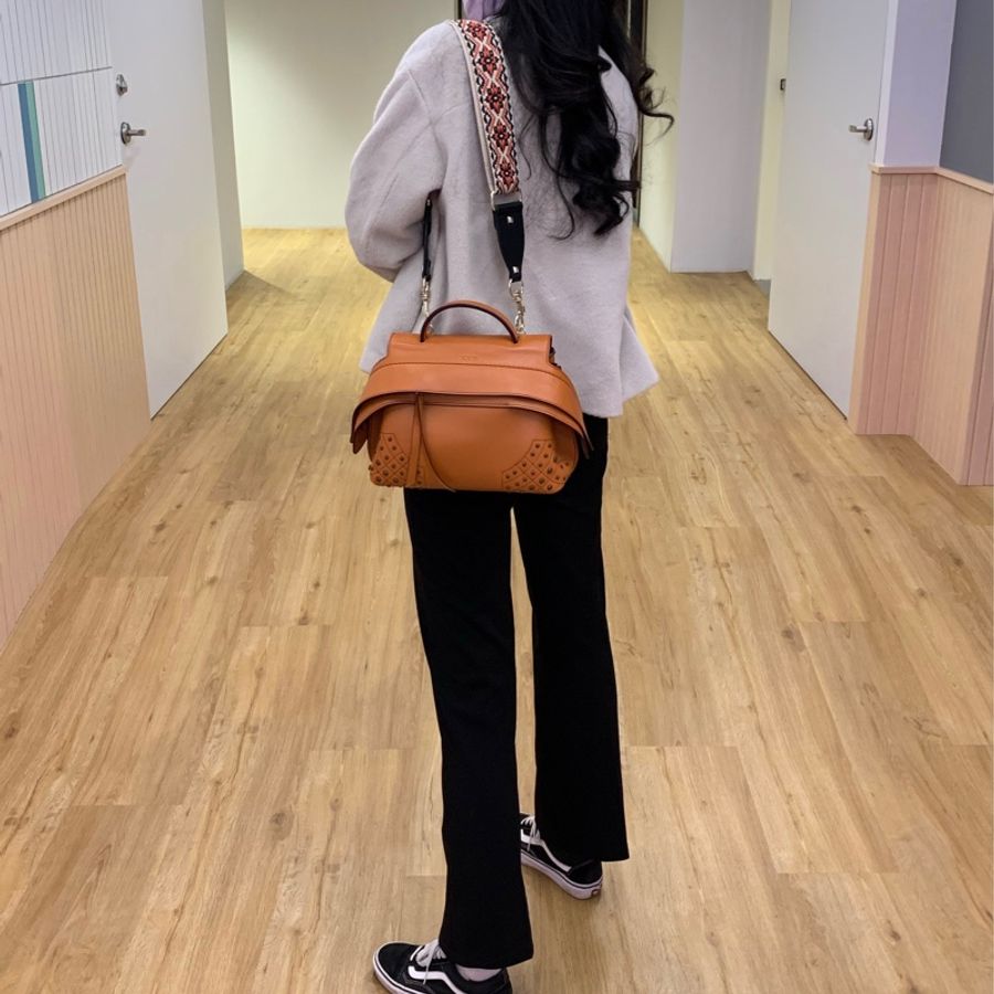 Tods wave bag 小牛皮手提/肩背豆豆包(橘/迷你)-1