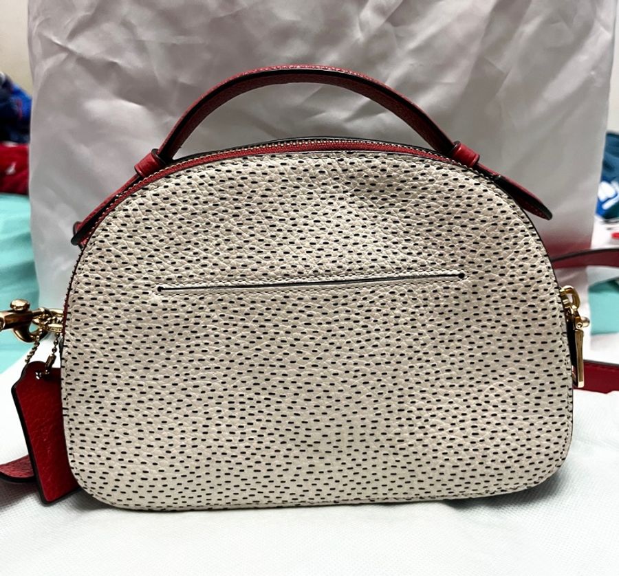 COACH X Disney 迪士尼聯名 荔枝紋真皮皮革 撞色米奇斜背包 手提包 兩用包 饅頭包-1