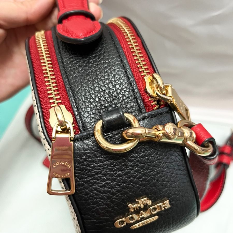 COACH X Disney 迪士尼聯名 荔枝紋真皮皮革 撞色米奇斜背包 手提包 兩用包 饅頭包-2
