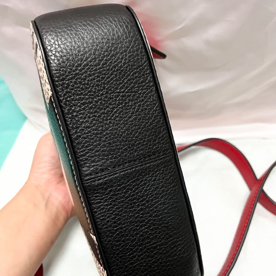 COACH X Disney 迪士尼聯名 荔枝紋真皮皮革 撞色米奇斜背包 手提包 兩用包 饅頭包-3