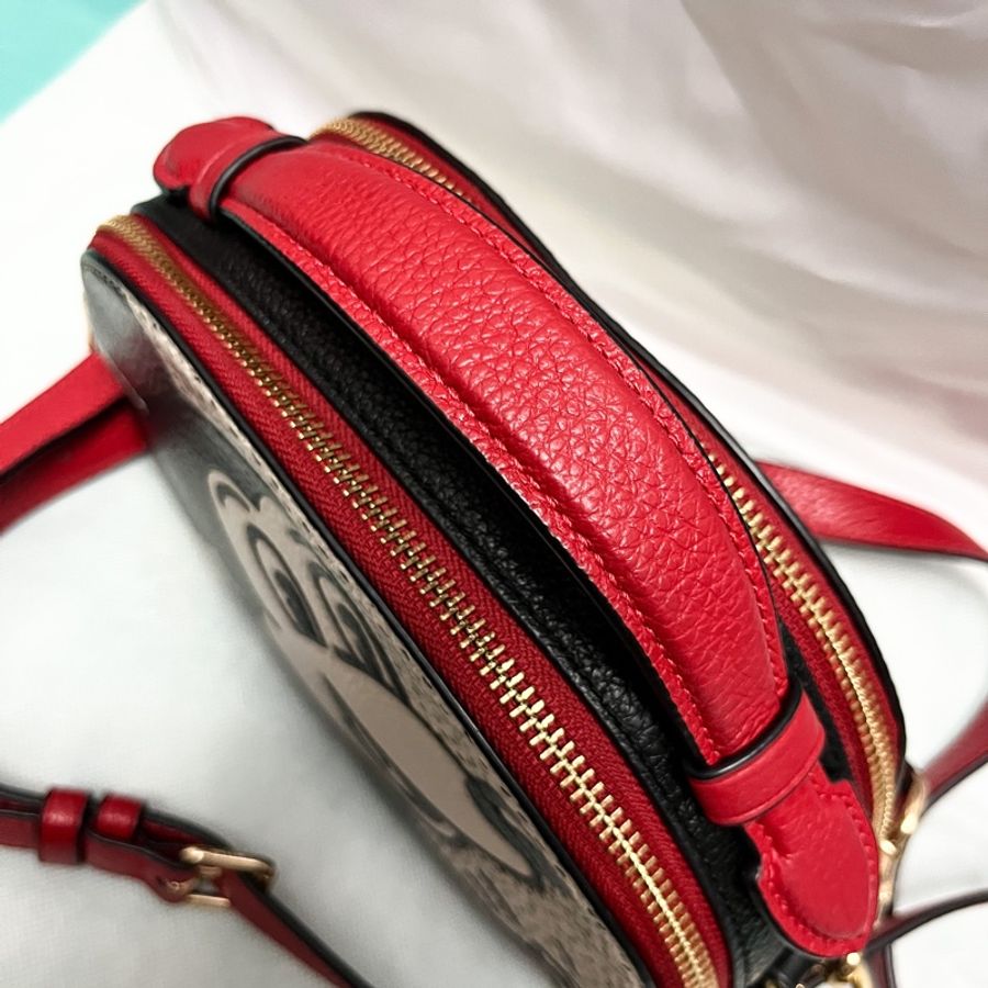 COACH X Disney 迪士尼聯名 荔枝紋真皮皮革 撞色米奇斜背包 手提包 兩用包 饅頭包-4