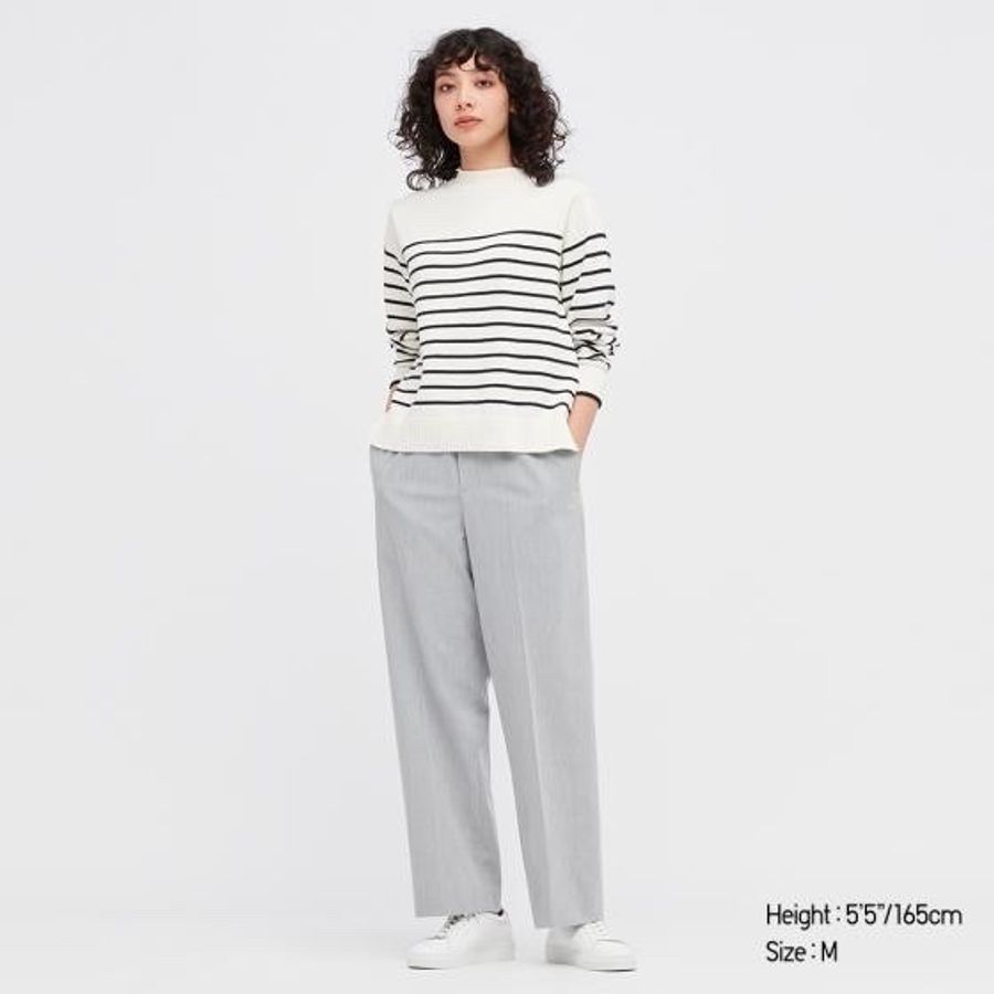 Uniqlo 447516 斷貨款 女裝 M號 淺灰色 寬版直筒褲-0