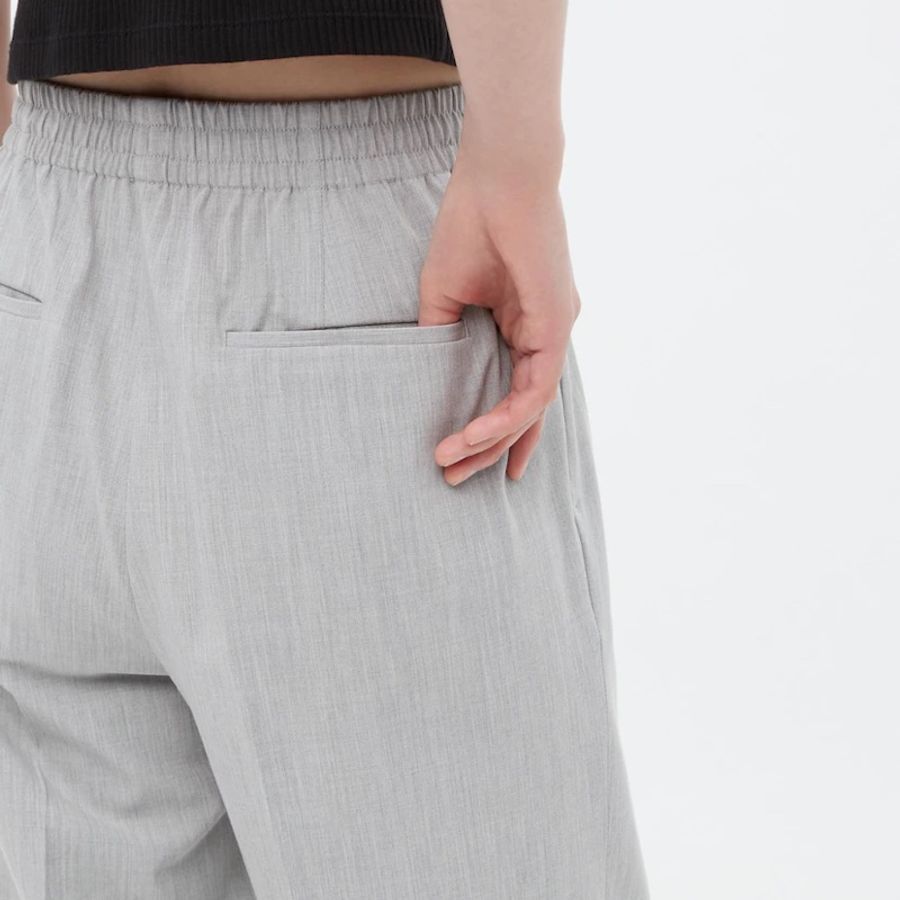 Uniqlo 447516 斷貨款 女裝 M號 淺灰色 寬版直筒褲-3