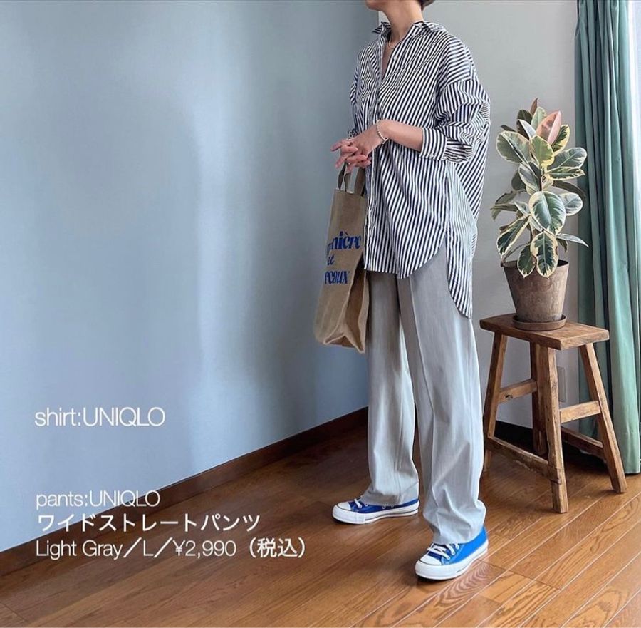 Uniqlo 447516 斷貨款 女裝 M號 淺灰色 寬版直筒褲-15