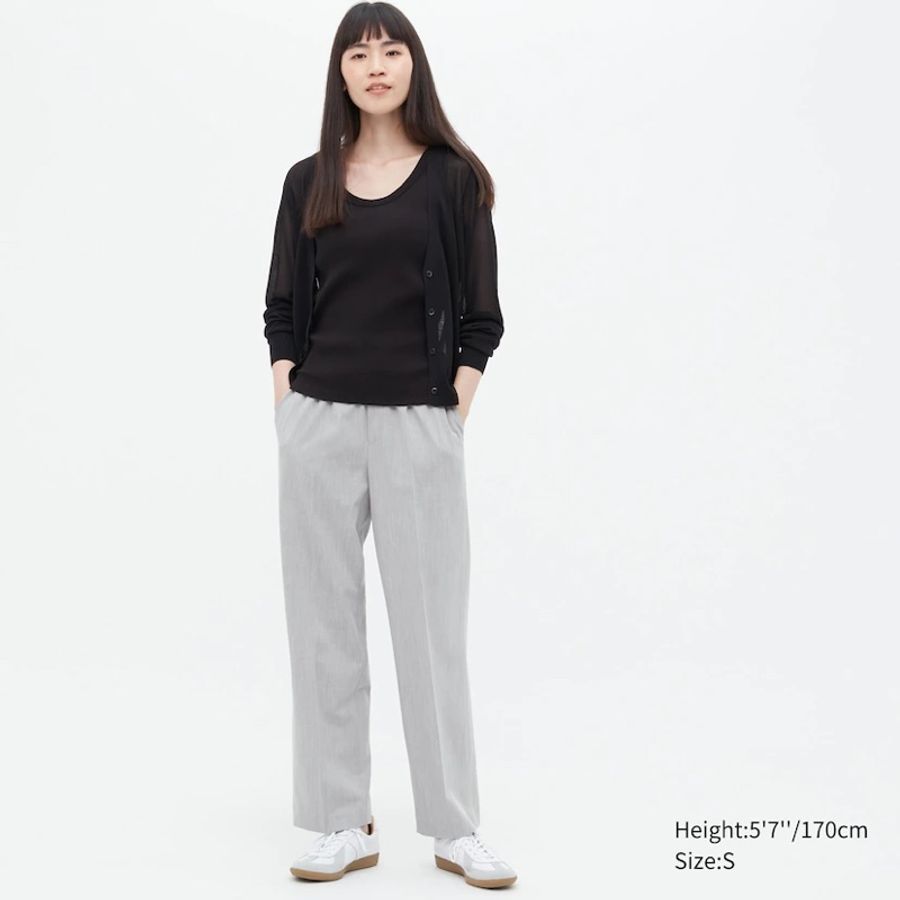 Uniqlo 447516 斷貨款 女裝 M號 淺灰色 寬版直筒褲-16