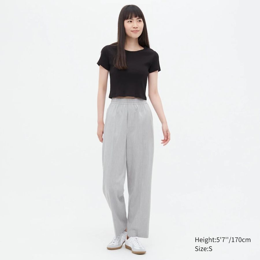 Uniqlo 447516 斷貨款 女裝 M號 淺灰色 寬版直筒褲-17
