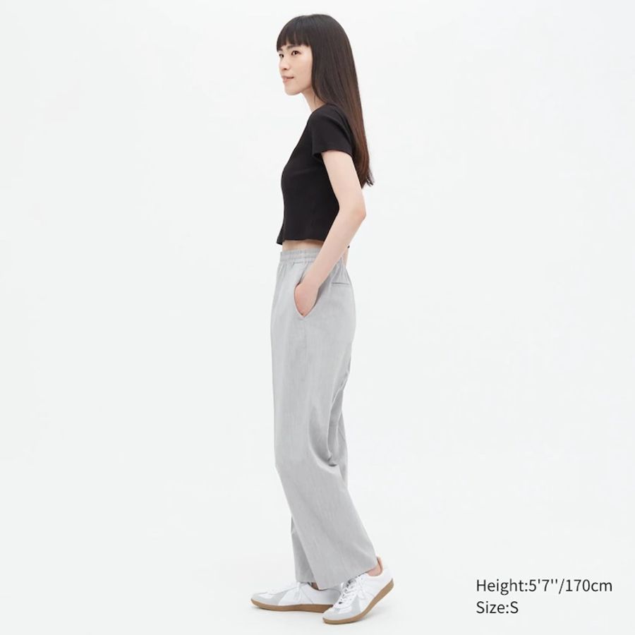 Uniqlo 447516 斷貨款 女裝 M號 淺灰色 寬版直筒褲-18