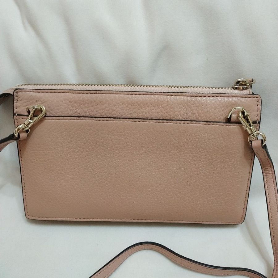 全新二手正品Kate spade woc杏粉色長夾(可肩背放手機)-1