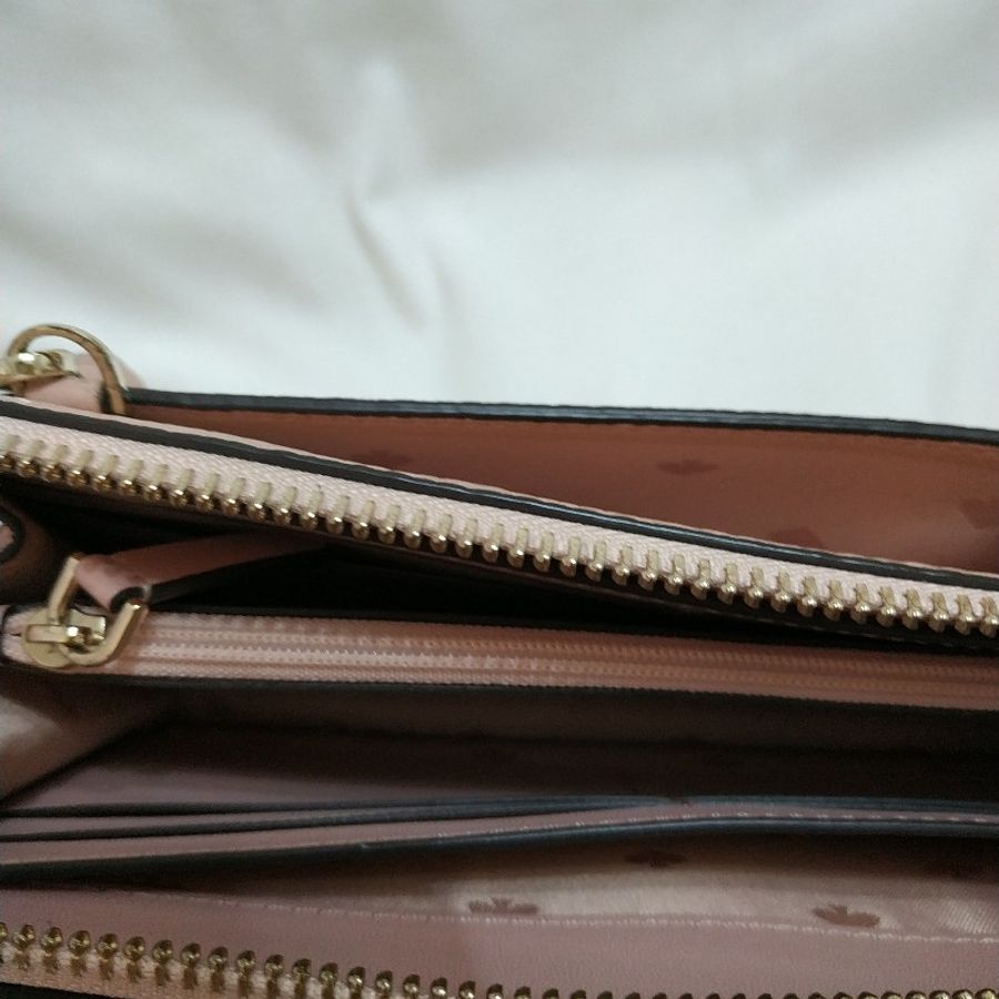 全新二手正品Kate spade woc杏粉色長夾(可肩背放手機)-4