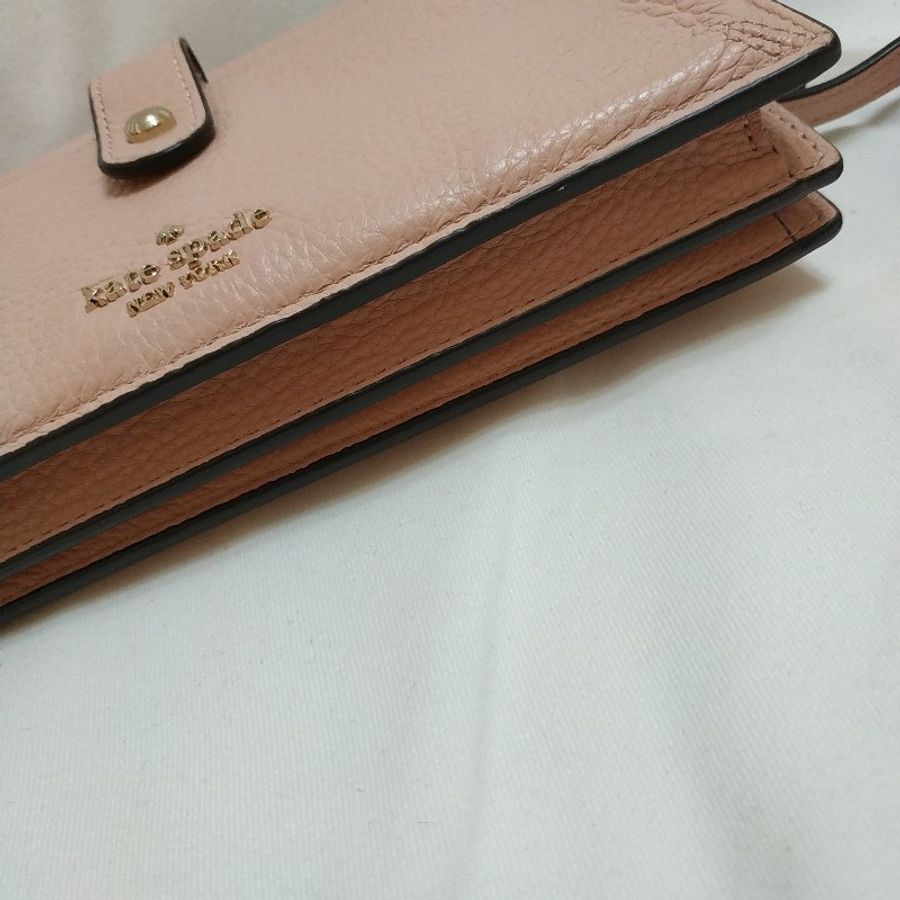 全新二手正品Kate spade woc杏粉色長夾(可肩背放手機)-7