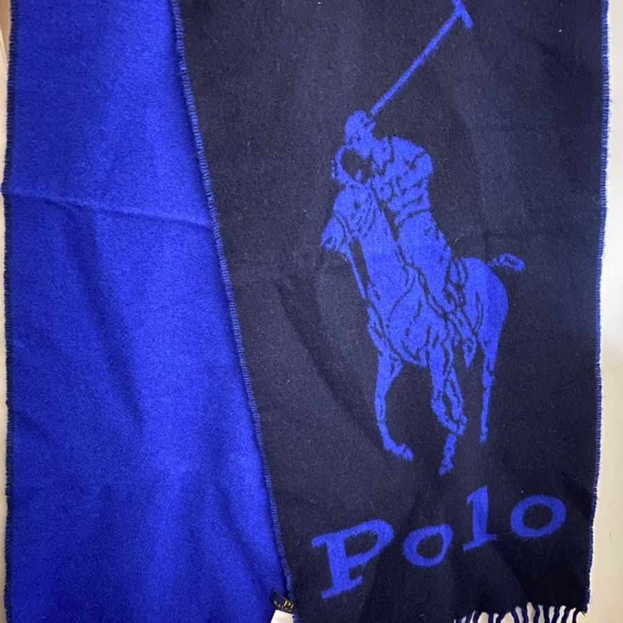 RALPH LAUREN POLO 經典大馬LOGO雙色羊毛圍巾-3