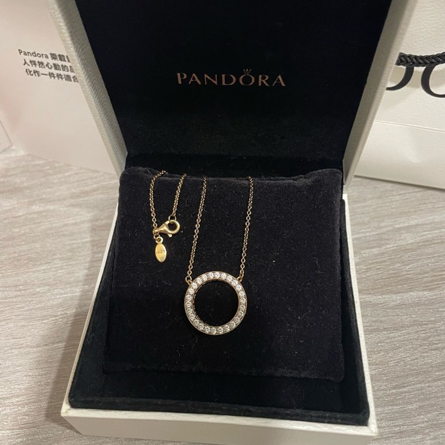 PANDORA 圓環玫瑰金項鍊-4