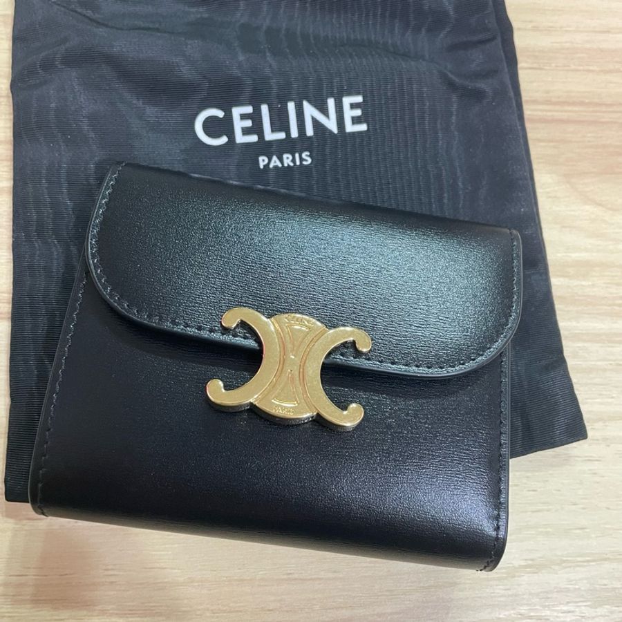 CELINE 黑色凱旋門皮夾-0
