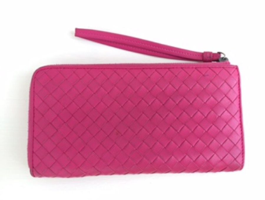 Bottega Veneta 桃紅色拉鍊長夾-8