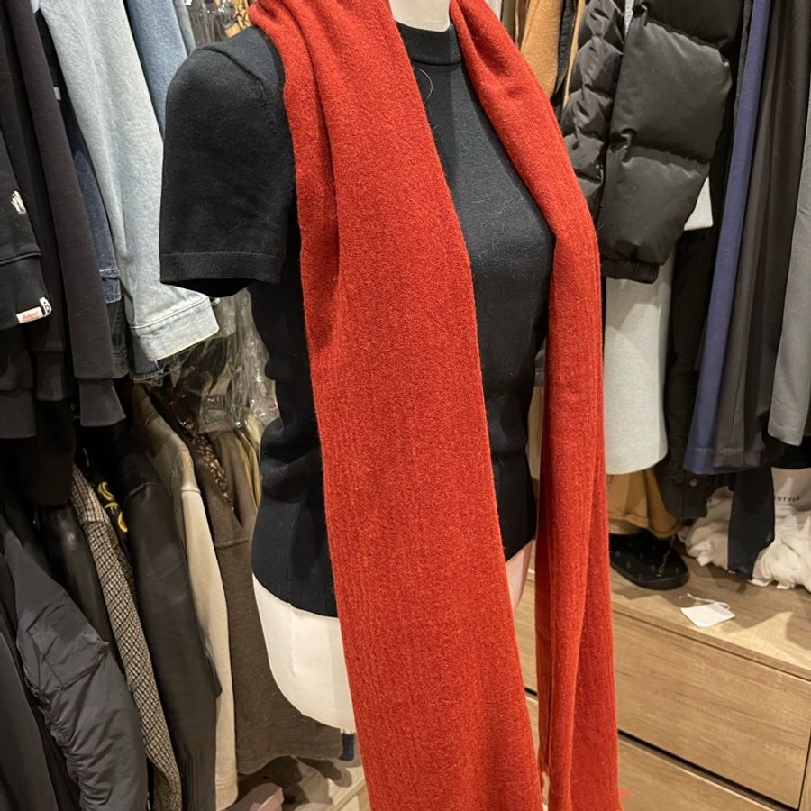 ［全新商品］無印良品MUJI 再生喀什米爾混大披肩 圍巾 深朱紅-15