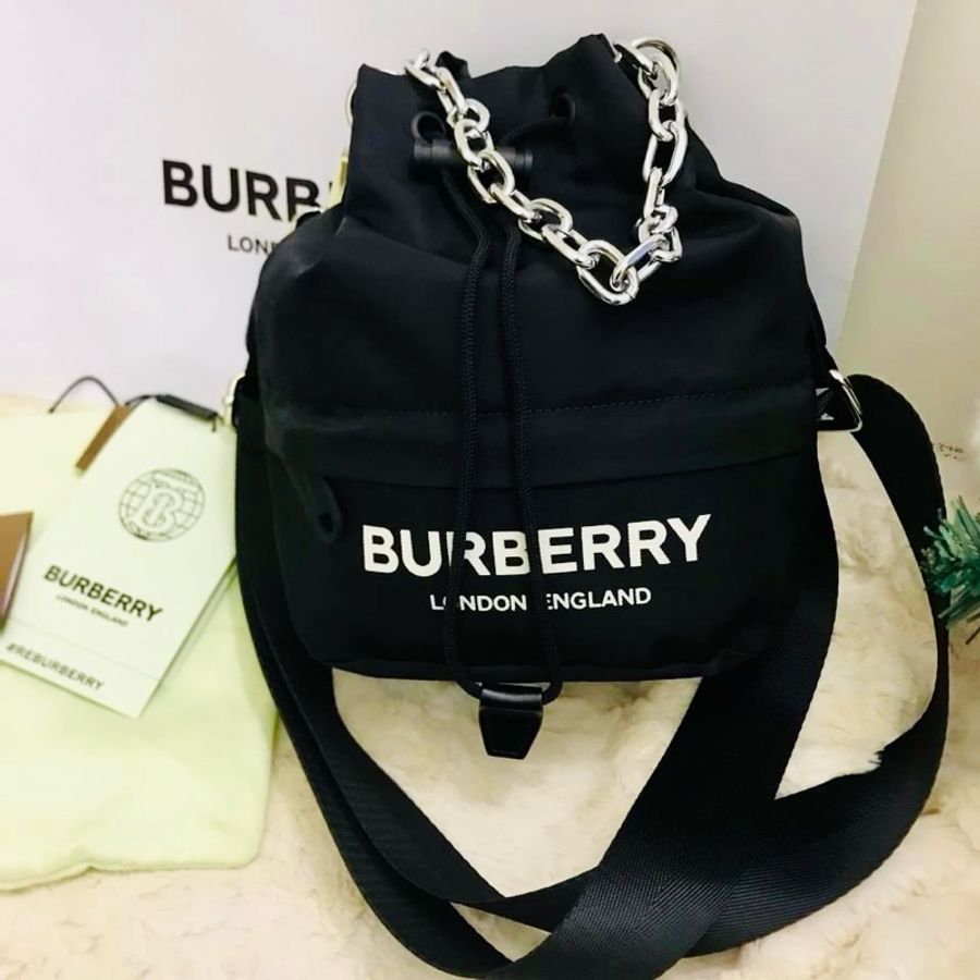 二手正品~近全新Burberry字母經典帆布/水桶包/可三背/稀缺實用款/全配(看圖看內文)誠可小議-10